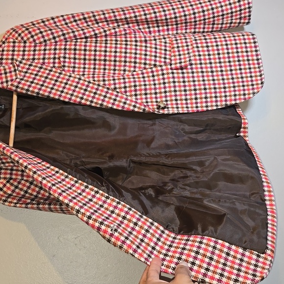 Talbots Shetland Wool Multi Color Plaid Elbow Patch Lined Blazer BWOT - Picture 11 of 13